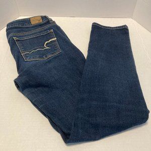 American Eagle Womens Jeans 4 Short Super Stretch Skinny Leg Ankle Dark Wash